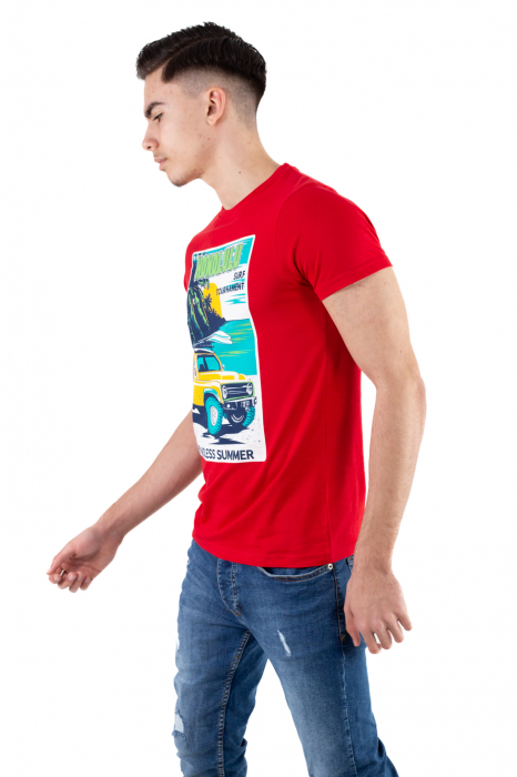 Tricou bumbac rosu cu print [3]