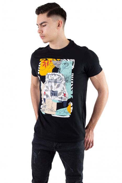 Tricou bumbac negru cu imprimeu [4]