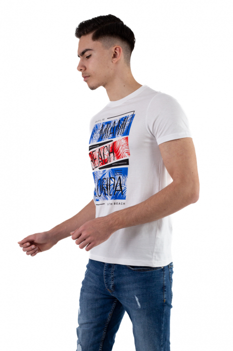 Tricou bumbac alb cu imprimeu Miami [3]