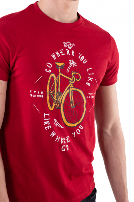 Tricou bumbac bordo cu imprimeu bike [5]