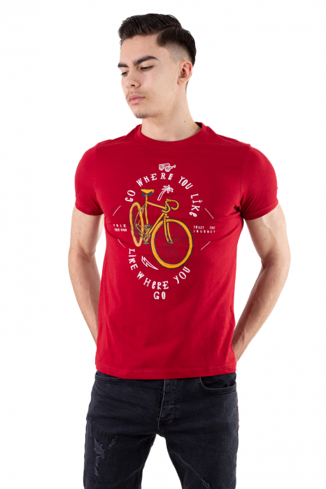 Tricou bumbac bordo cu imprimeu bike [3]