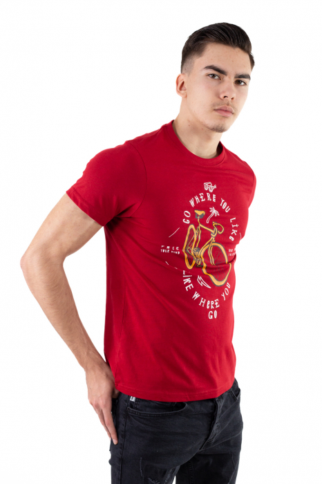 Tricou bumbac bordo cu imprimeu bike [2]