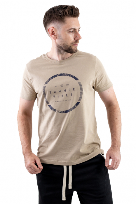 Tricou bumbac crem cu imprimeu Summer Vibes [3]