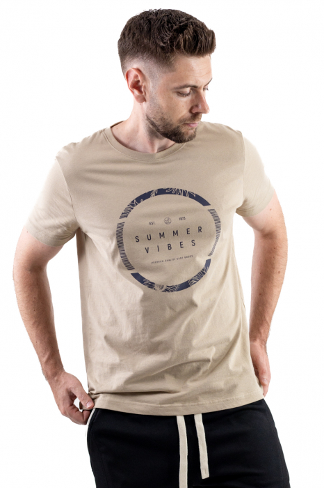 Tricou bumbac crem cu imprimeu Summer Vibes [5]