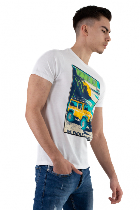 Tricou bumbac alb cu print [3]
