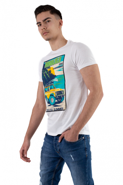 Tricou bumbac alb cu print [4]