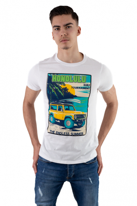 Tricou bumbac alb cu print [2]