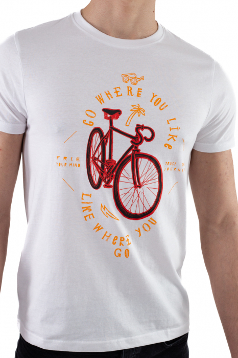 Tricou bumbac alb cu imprimeu bike [2]