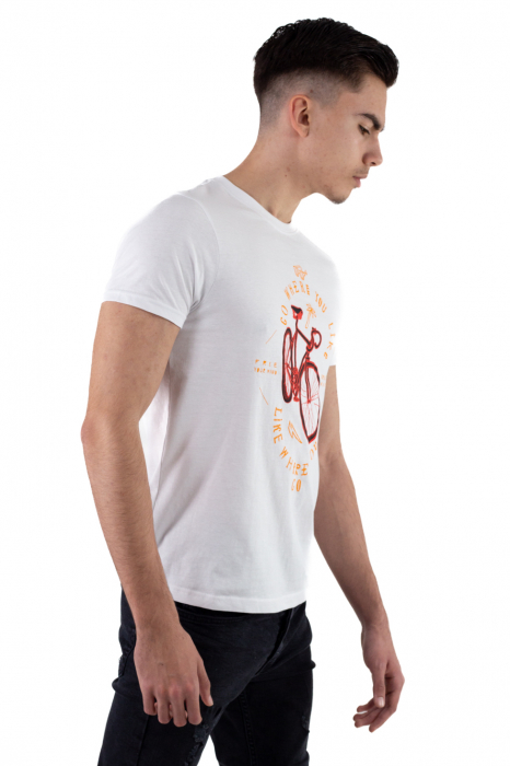 Tricou bumbac alb cu imprimeu bike [5]