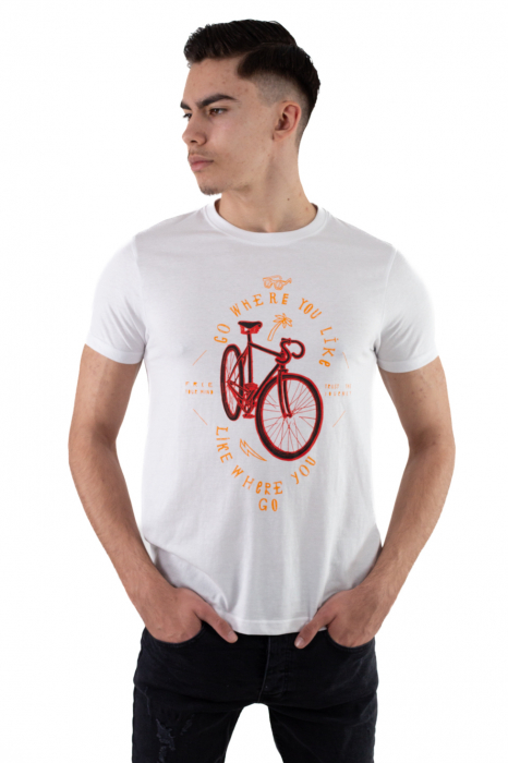 Tricou bumbac alb cu imprimeu bike [3]