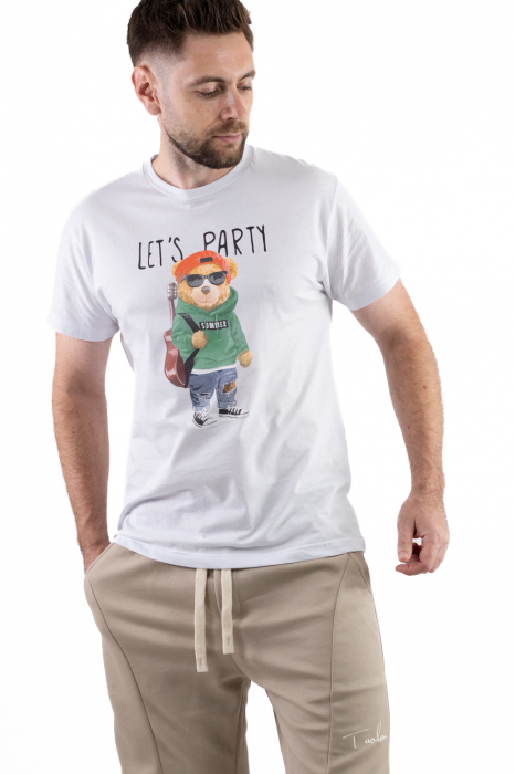 Tricou alb din bumbac Let's Party [6]