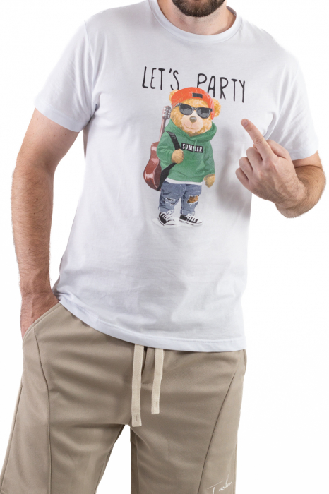 Tricou alb din bumbac Let's Party [3]