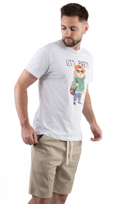 Tricou alb din bumbac Let's Party [5]