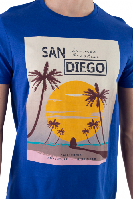 Tricou bumbac albastru cu imprimeu San Diego [5]