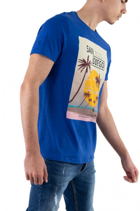 Tricou bumbac albastru cu imprimeu San Diego [4]