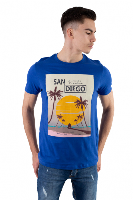 Tricou bumbac albastru cu imprimeu San Diego [2]