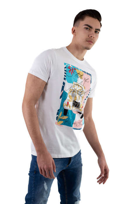 Tricou bumbac alb cu imprimeu [3]