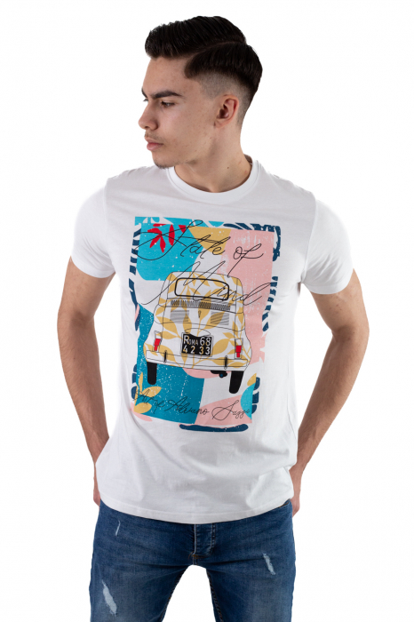 Tricou bumbac alb cu imprimeu [2]