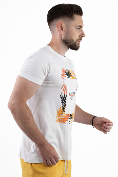 Tricou bumbac alb cu imprimeu Summer [2]