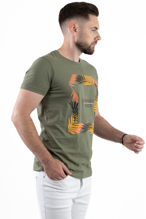 Tricou bumbac verde cu imprimeu Summer [5]