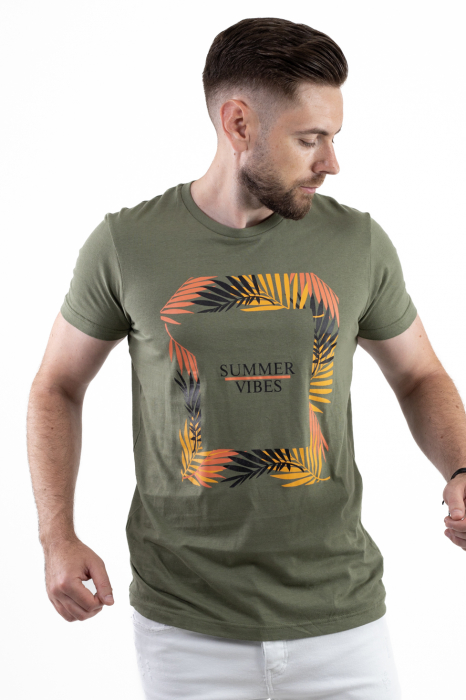 Tricou bumbac verde cu imprimeu Summer [2]