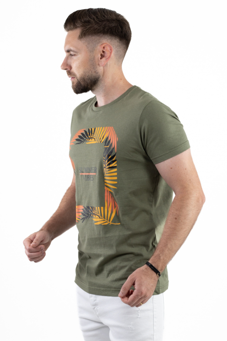 Tricou bumbac verde cu imprimeu Summer [3]