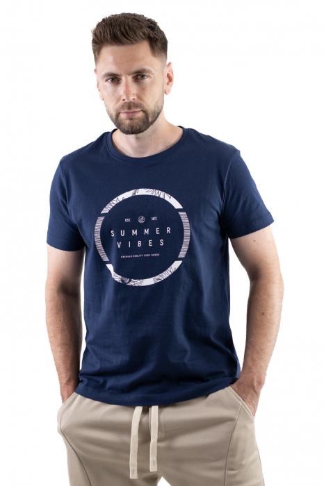 Tricou bumbac bleumarin cu imprimeu Summer Vibes [4]