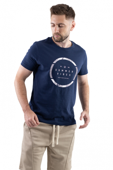 Tricou bumbac bleumarin cu imprimeu Summer Vibes [2]