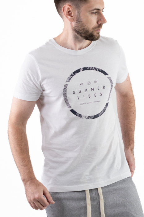 Tricou bumbac alb cu imprimeu Summer Vibes [5]
