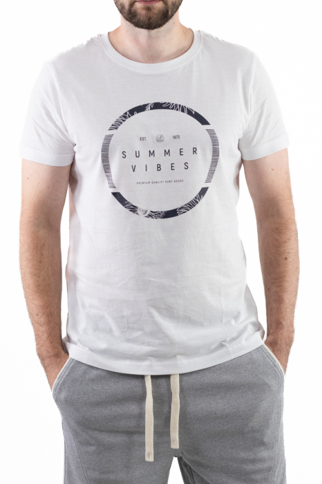 Tricou bumbac alb cu imprimeu Summer Vibes [3]