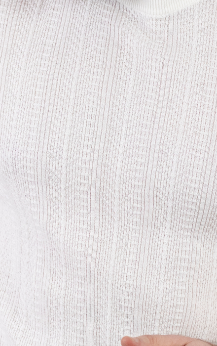 Tricou alb din tricot cu torsade [2]