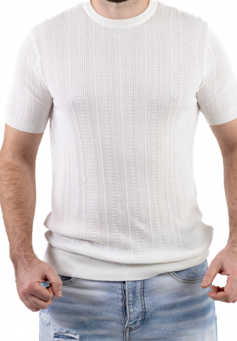 Tricou alb din tricot cu torsade [7]