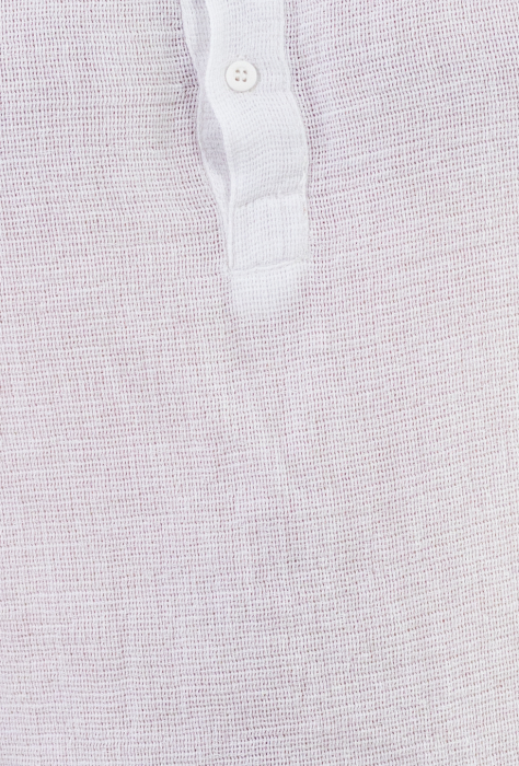Tricou alb din in si bumbac cu 4 nasturi [3]