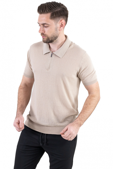 Tricou elegant bej din bumbac aerisit [4]