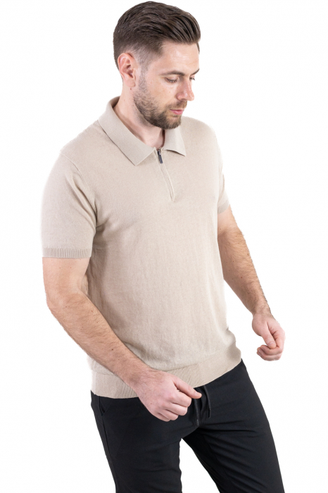 Tricou elegant bej din bumbac aerisit [5]