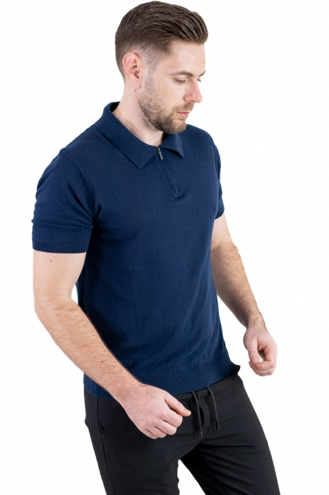 Tricou elegant bleumarin din bumbac aerisit [8]