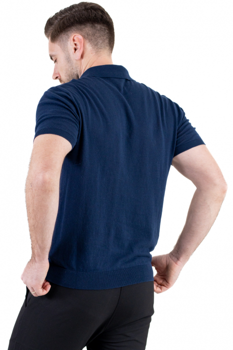 Tricou elegant bleumarin din bumbac aerisit [9]