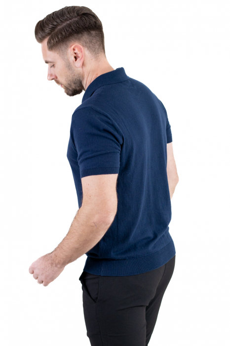Tricou elegant bleumarin din bumbac aerisit [7]