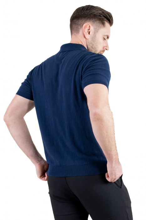 Tricou elegant bleumarin din bumbac aerisit [5]