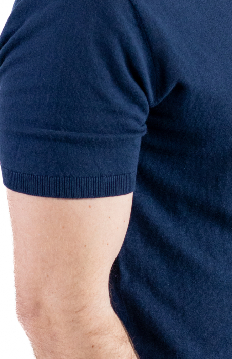 Tricou elegant bleumarin din bumbac aerisit [4]