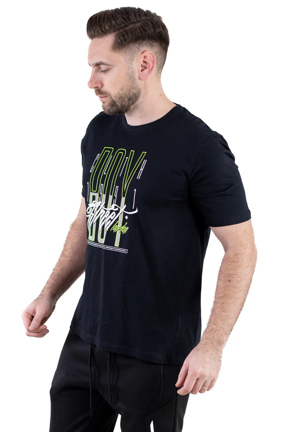 Tricou negru bumbac London [2]