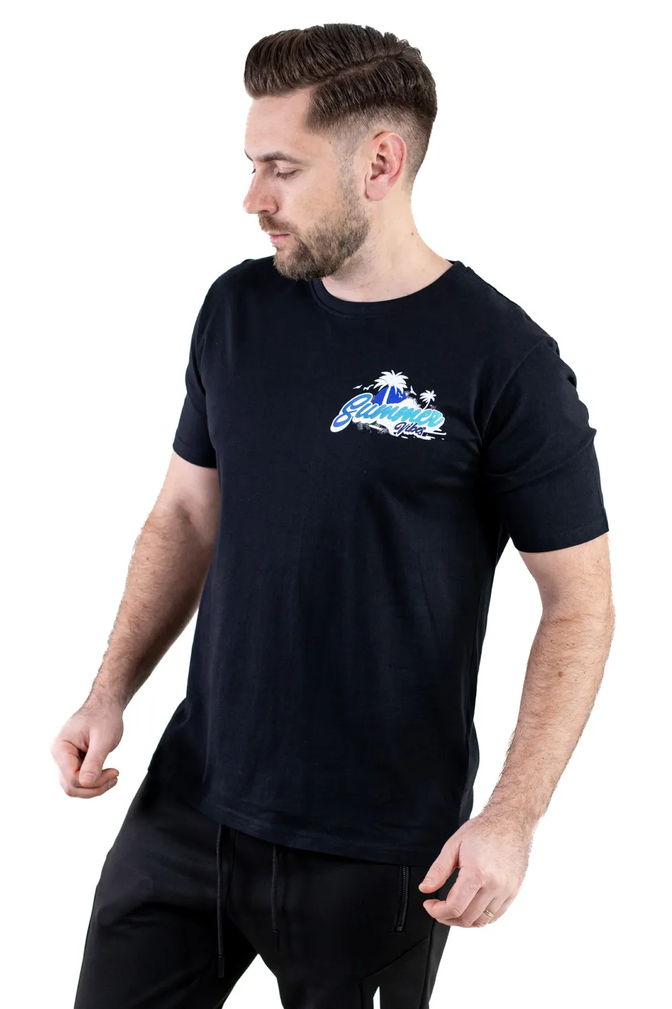 Tricou negru bumbac Summer [2]