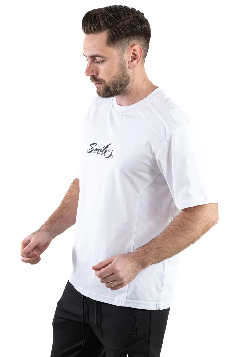 Tricou alb oversize Smile [5]