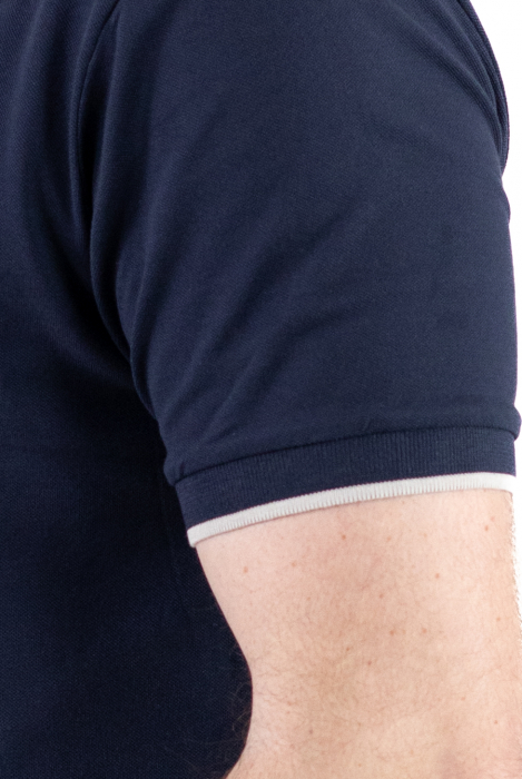 Tricou bleumarin cu guler corean si 2 nasturi [6]