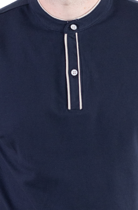 Tricou bleumarin cu guler corean si 2 nasturi [5]