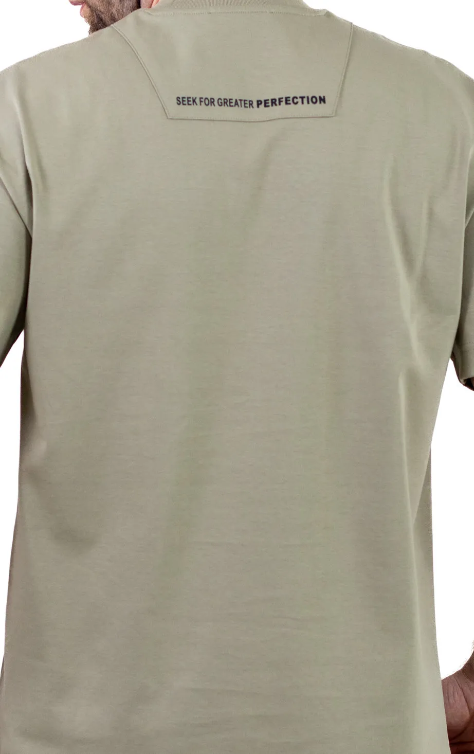 Tricou oversize bărbați kaki, bumbac gros, logo subtil [6]