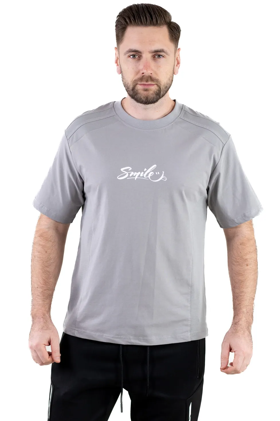 Tricou gri oversize Smile [8]