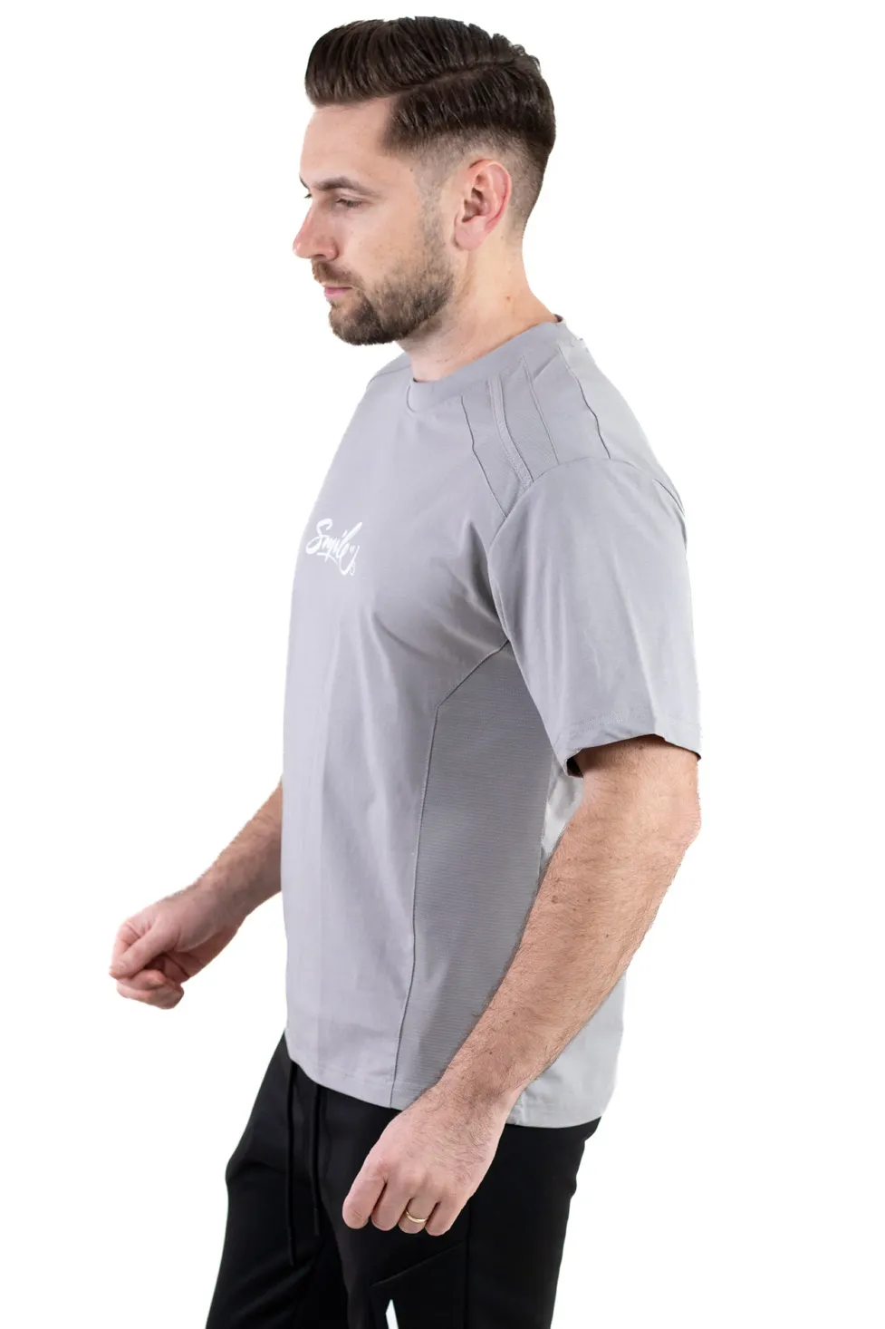 Tricou gri oversize Smile [2]