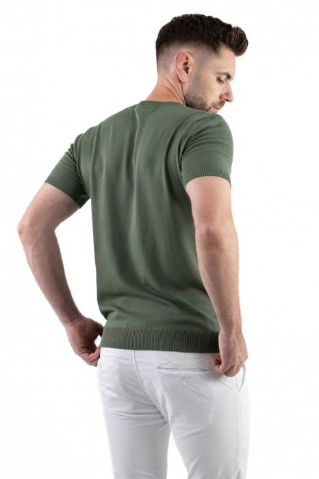 Tricou verde simplu barbati din tricot [4]