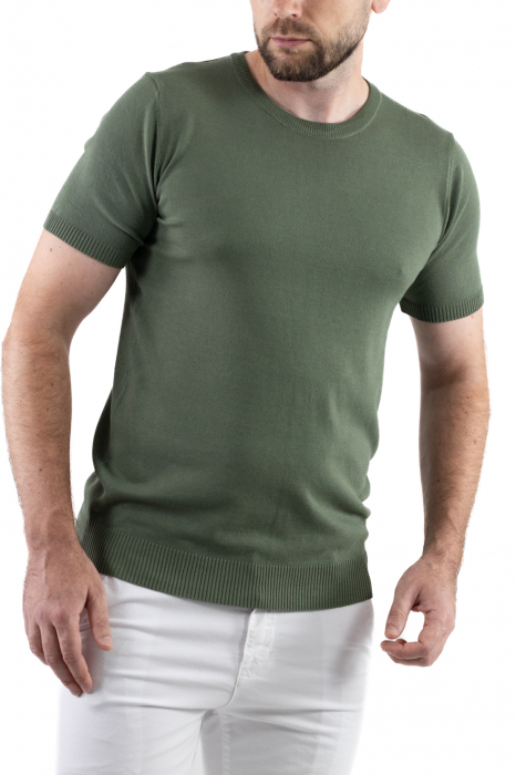 Tricou verde simplu barbati din tricot [6]